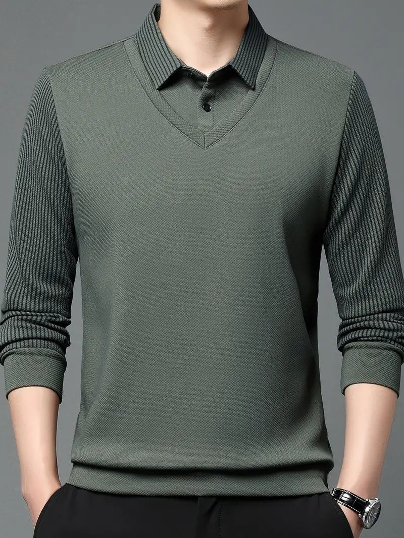 2-in-1 Langarm-Poloshirt für Herren – stylisch und atmungsaktiv