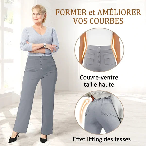 Stretchhose mit hoher Taille und Seitentaschen - Sophie