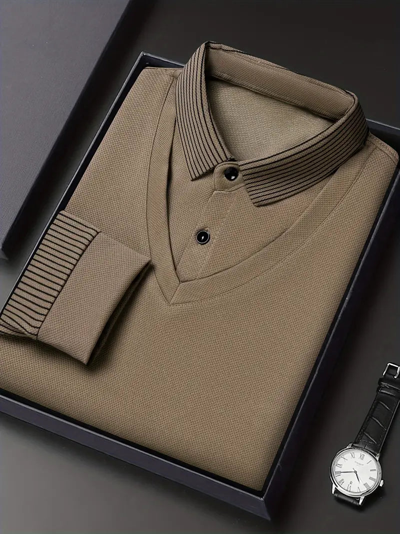 2-in-1 Langarm-Poloshirt für Herren – stylisch und atmungsaktiv