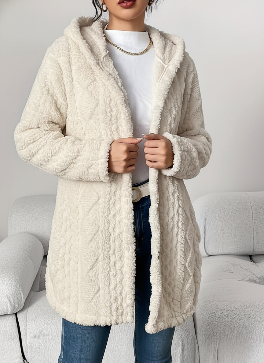 Cardigan en polaire pour femme avec capuche – Louise