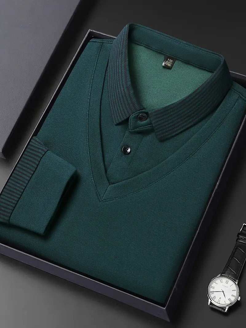 2-in-1 Langarm-Poloshirt für Herren – stylisch und atmungsaktiv