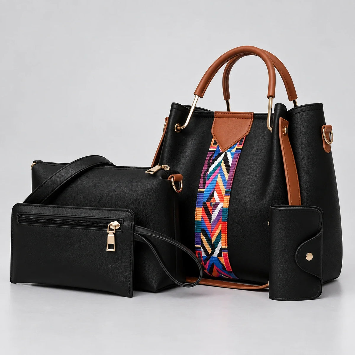 Allure | Ensemble de sacs à main 4 pièces pour femme – Cabas, sac bandoulière, portefeuille & pochette