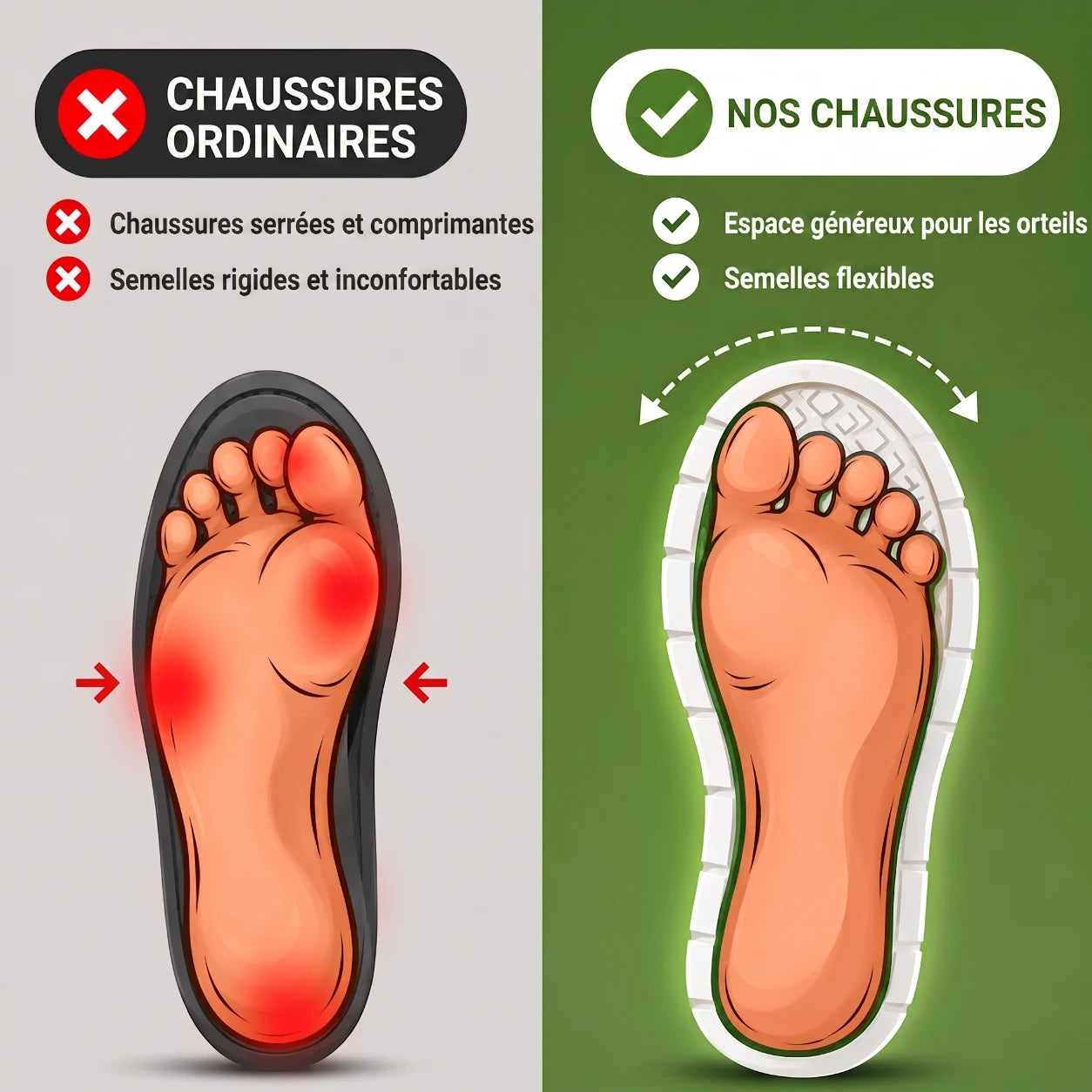 OrthoWalk™ – Chaussures de travail 12 h pour soulager les douleurs aux pieds, genoux & dos