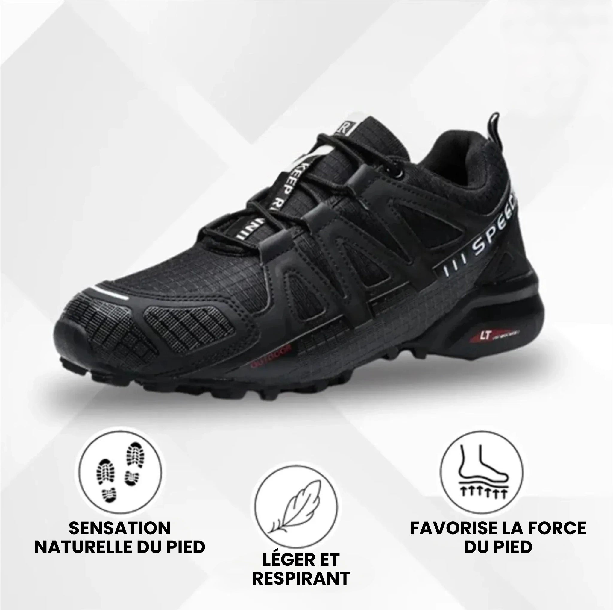 MEIION OrthoTrekking Soft - Chaussures de randonnée extrêmement confortables et analgésiques - Ultra douces et antidérapantes - Pour vélo de course et VTT - Chaussures de sport confortables, Noir , 37