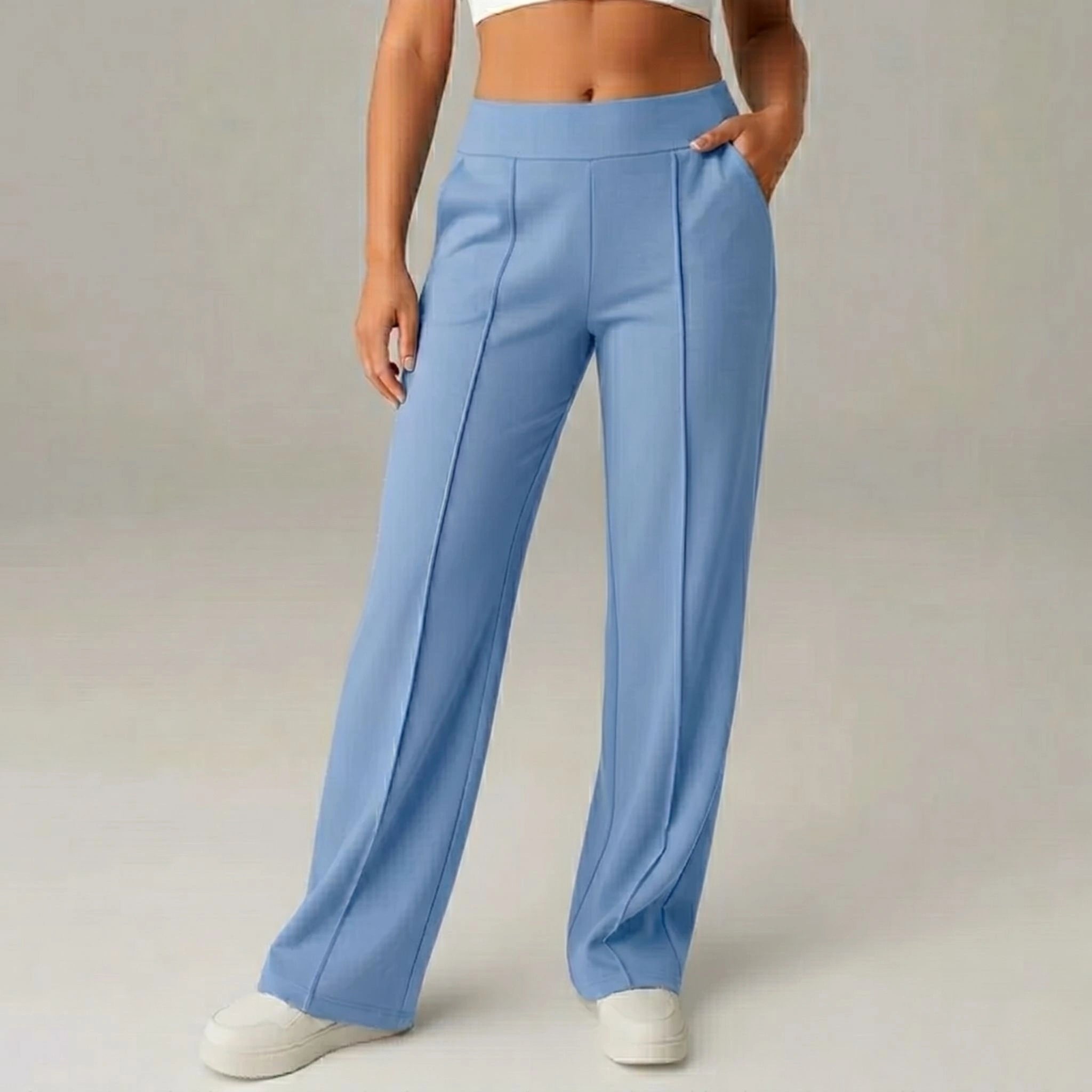 Pantalon stretch confortable taille haute à jambes larges – SoftFlex