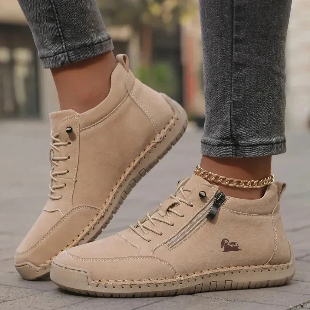 Bottines en cuir confortables avec fermeture éclair – Mavie