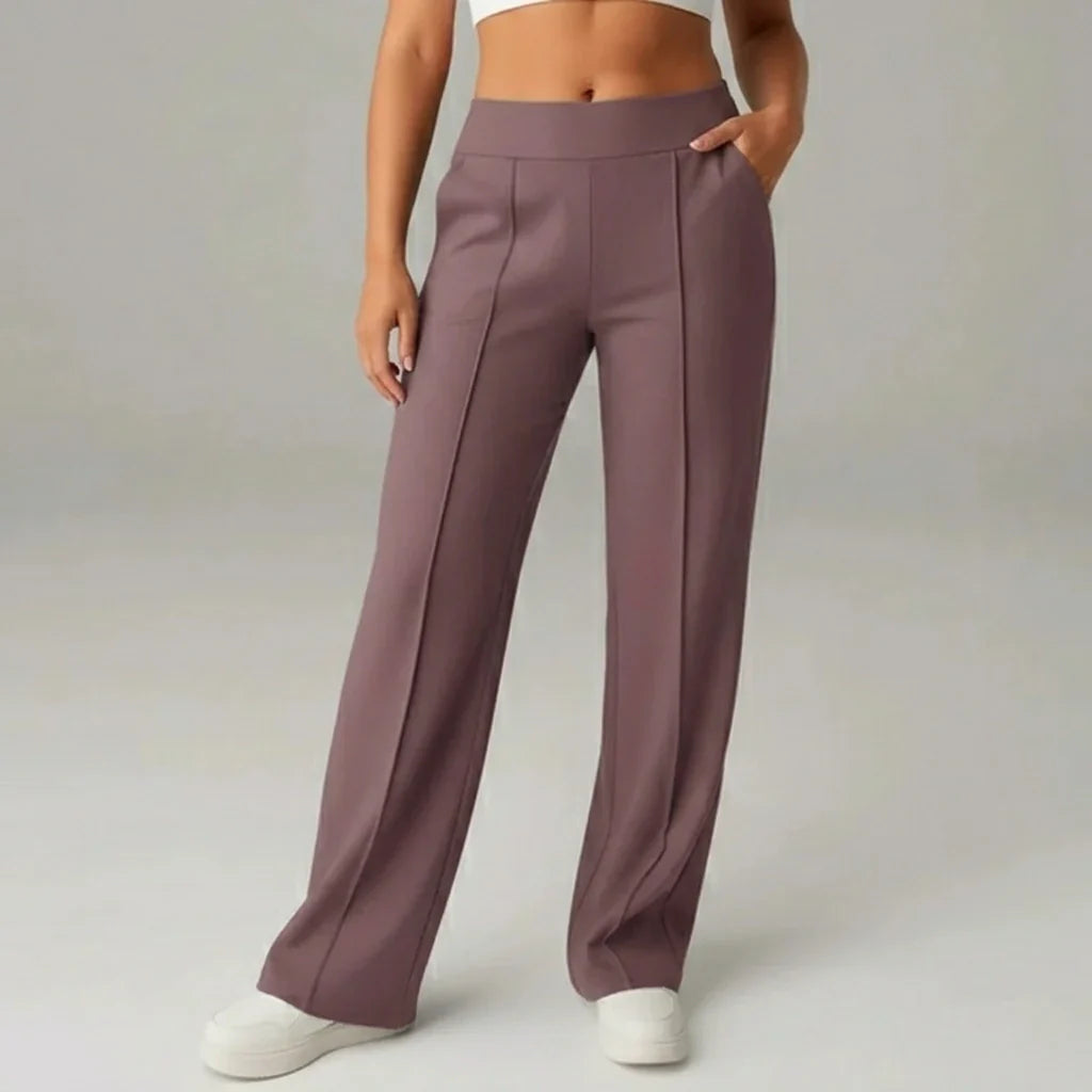 Pantalon stretch confortable taille haute à jambes larges – SoftFlex