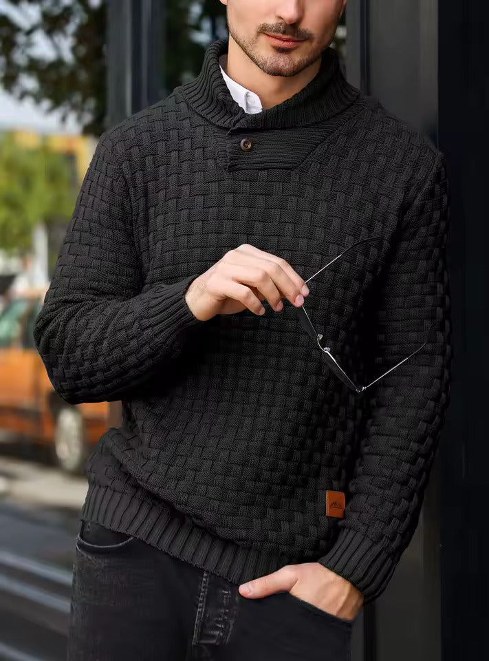 Herren-Strickpullover mit Schalkragen - Auguste
