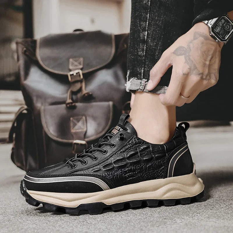 Herren-Sneaker aus strukturiertem Leder – Classy