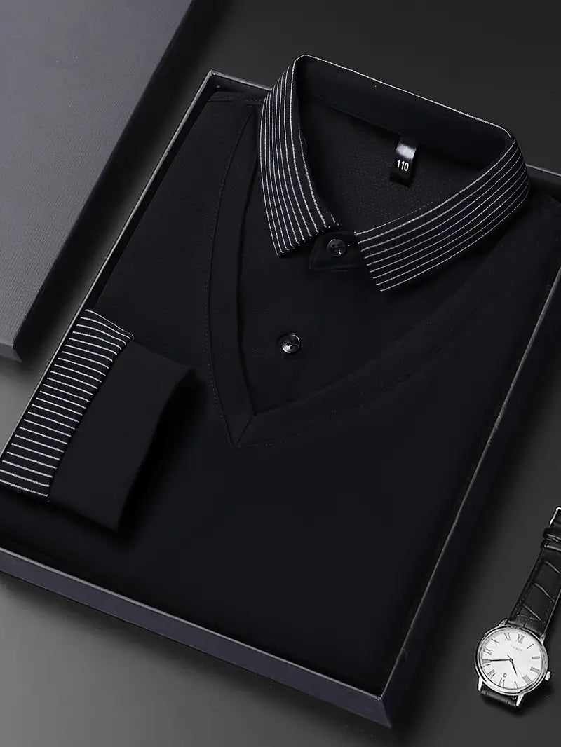 2-in-1 Langarm-Poloshirt für Herren – stylisch und atmungsaktiv