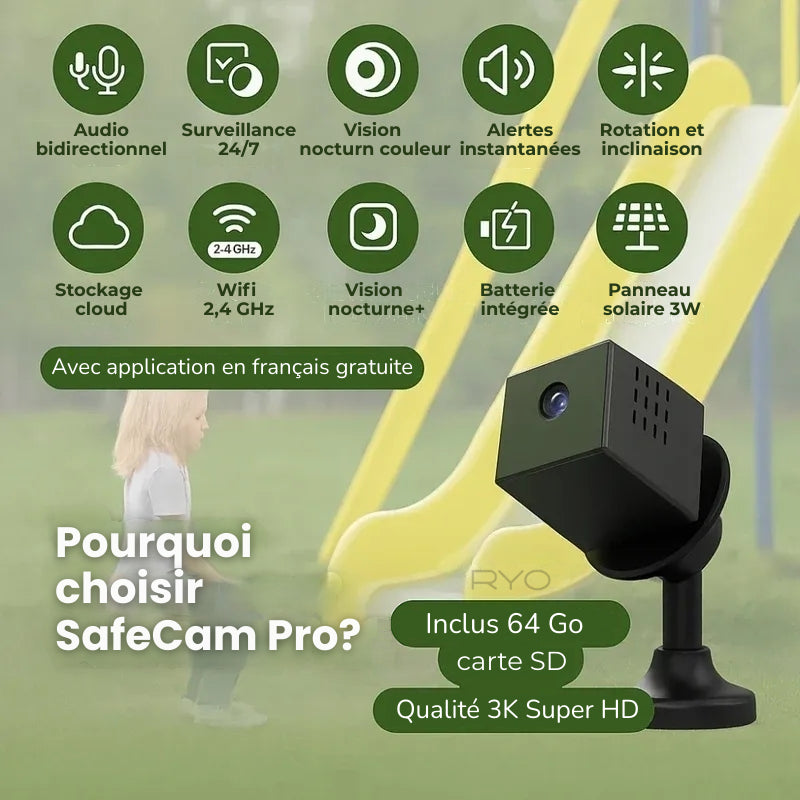 Safcon Camera SafeCam Pro™ | Toujours protégé, sans wifi ni courant