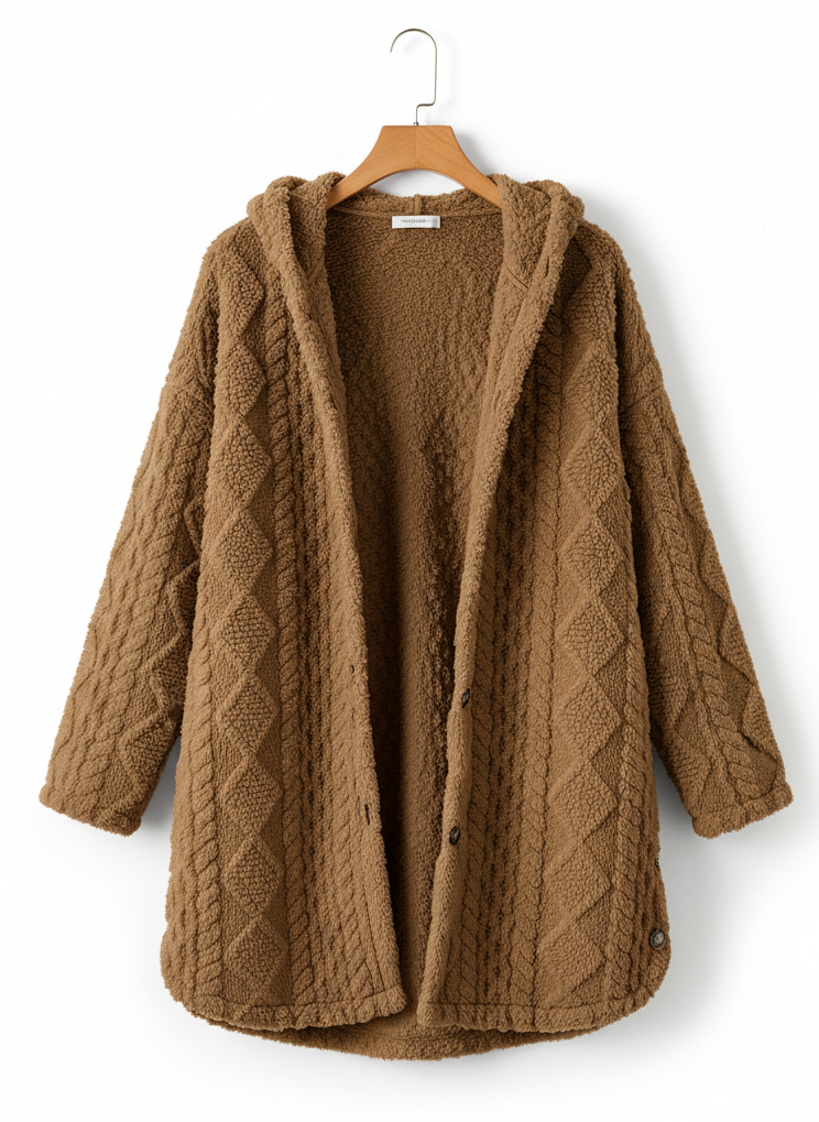 Cardigan en polaire pour femme avec capuche – Louise