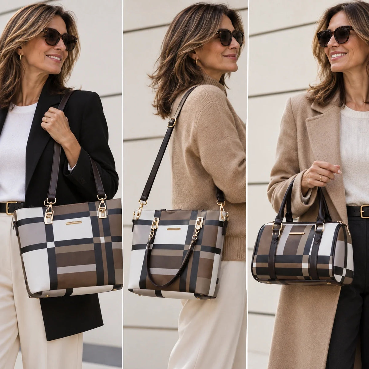 Élodie | Ensemble de sacs à main 6 pièces pour femme – Cabas, sac à anses, sac bandoulière, pochette & portefeuille