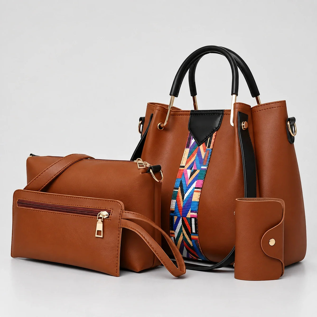 Allure | Ensemble de sacs à main 4 pièces pour femme – Cabas, sac bandoulière, portefeuille & pochette