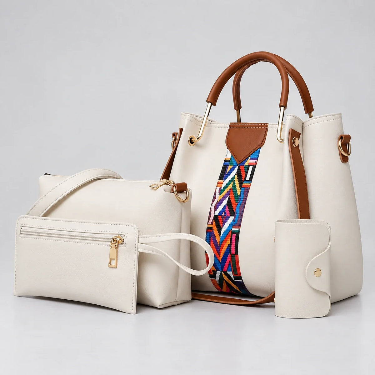 Allure | Ensemble de sacs à main 4 pièces pour femme – Cabas, sac bandoulière, portefeuille & pochette