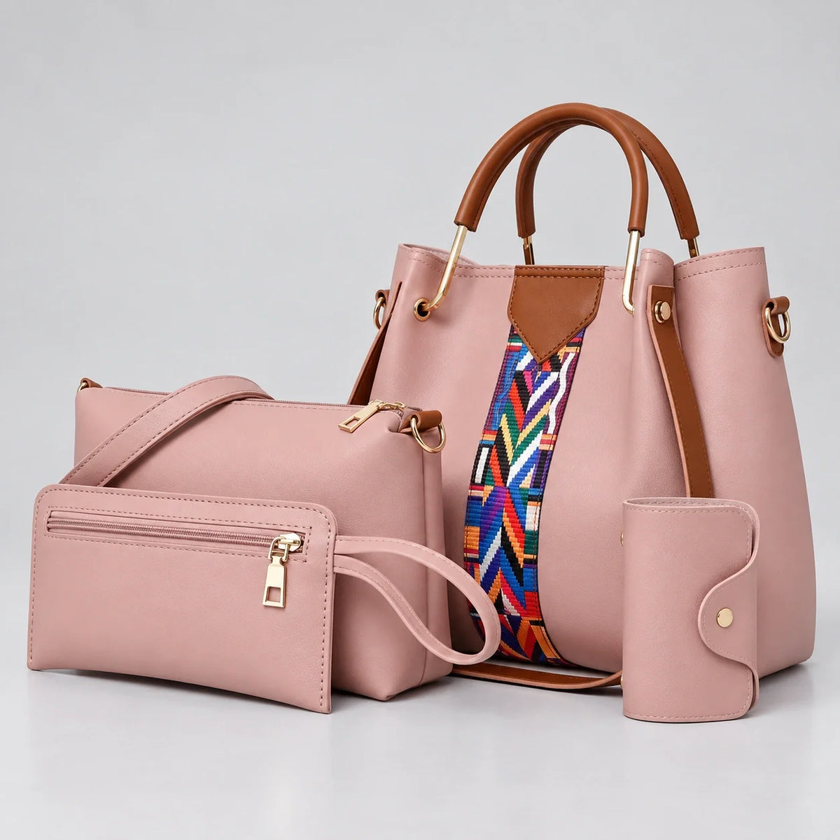 Allure | Ensemble de sacs à main 4 pièces pour femme – Cabas, sac bandoulière, portefeuille & pochette