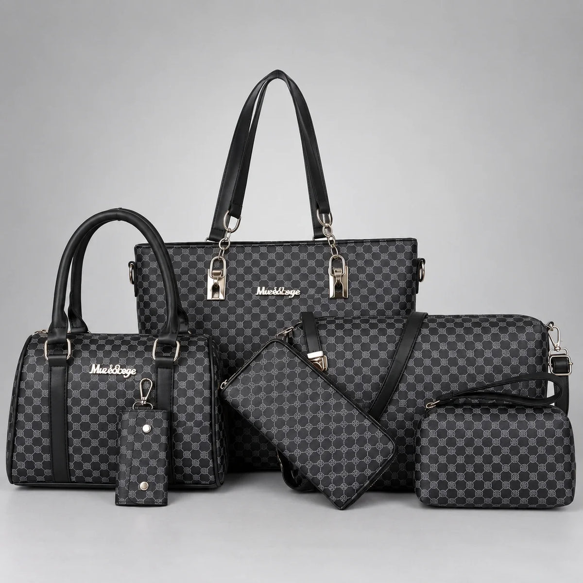 Bohème | Ensemble de sacs à main 6 pièces pour femme – Cabas, sac à main, pochette, sac bandoulière, portefeuille & étui à clés