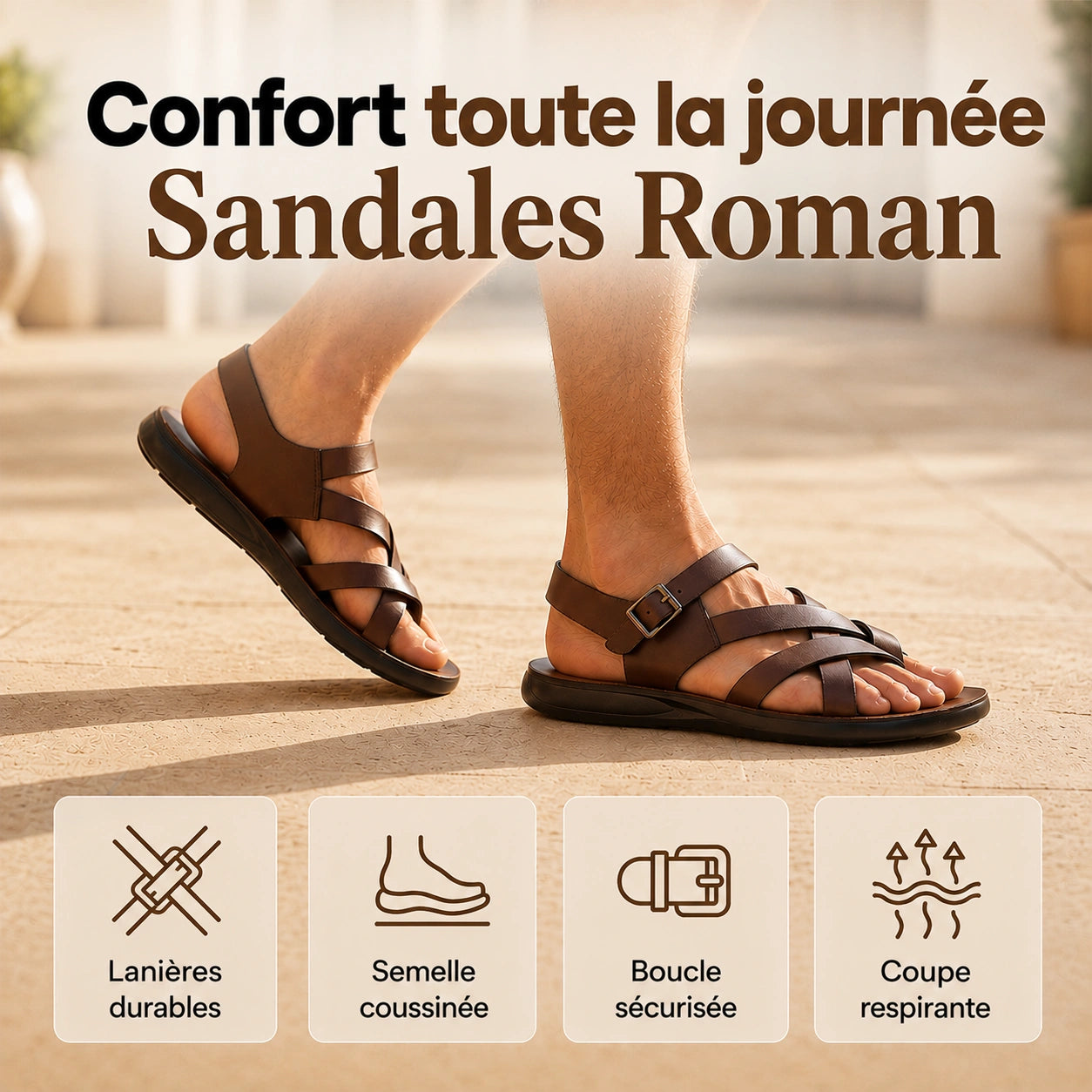 Roman | Sandales homme – Légères, Confortables & Parfaites pour l'Été