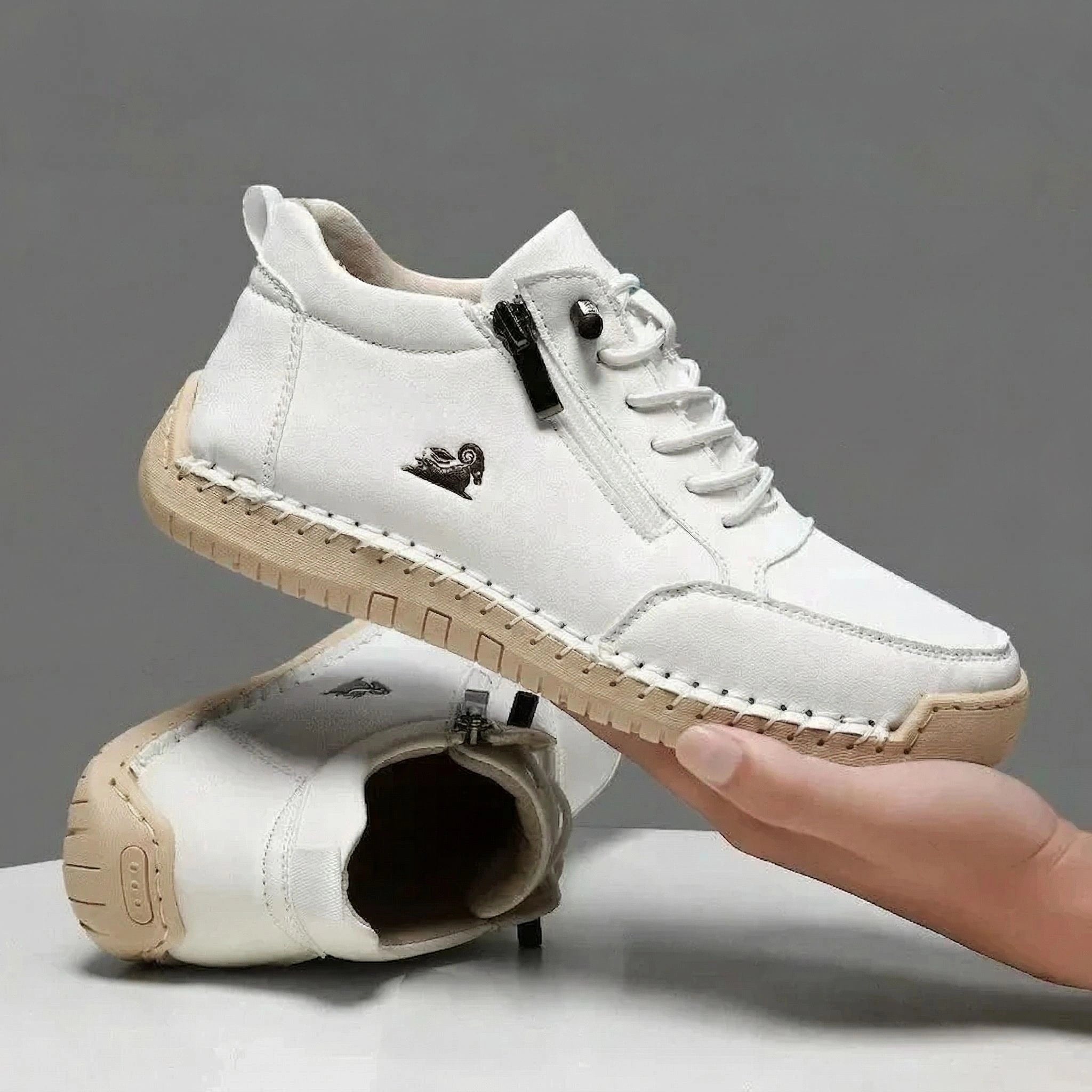 Bottines en cuir confortables avec fermeture éclair – Mavie