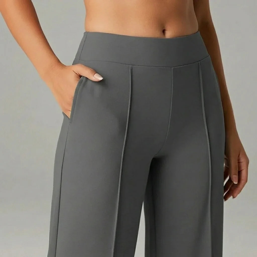 Pantalon stretch confortable taille haute à jambes larges – SoftFlex