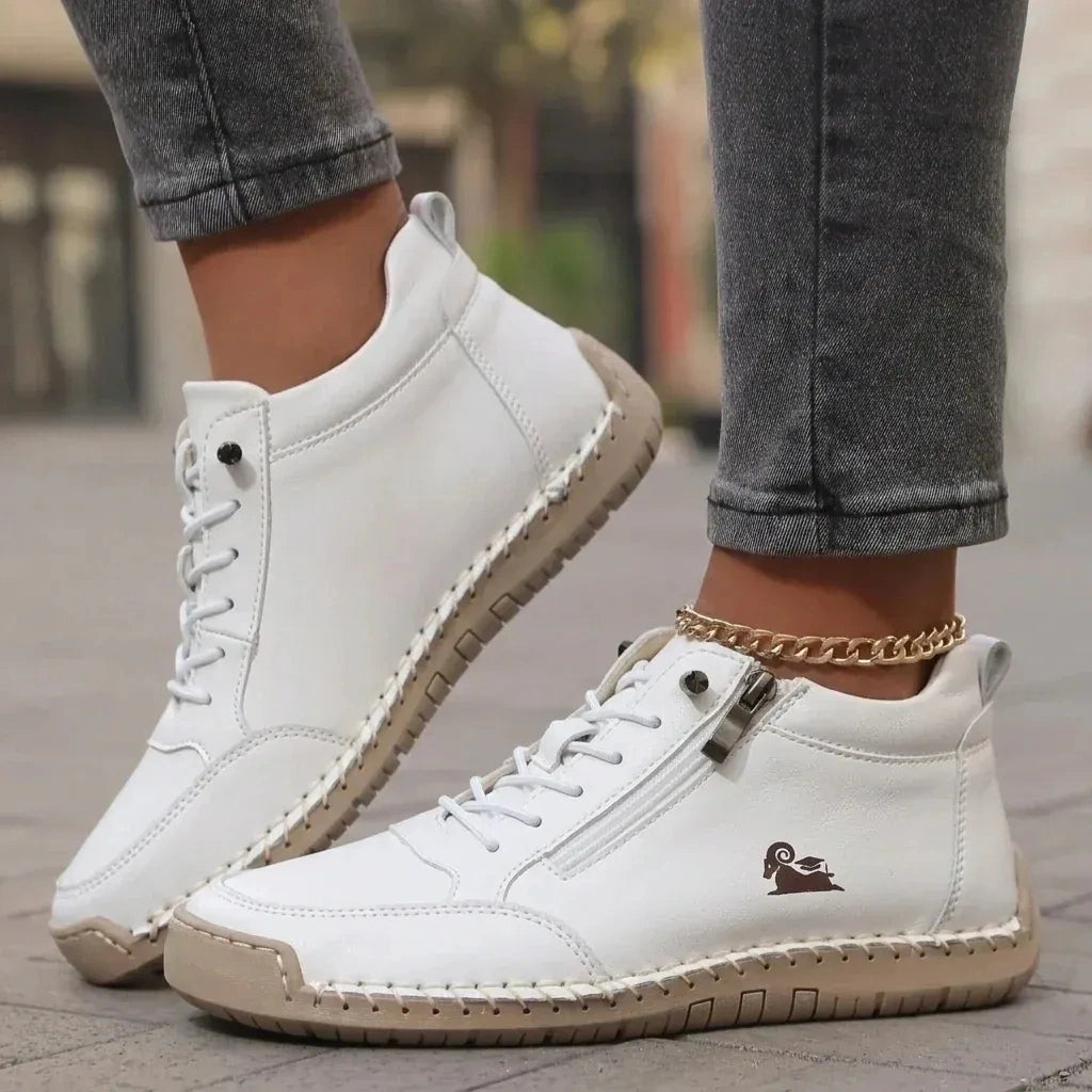 Bottines en cuir confortables avec fermeture éclair – Mavie