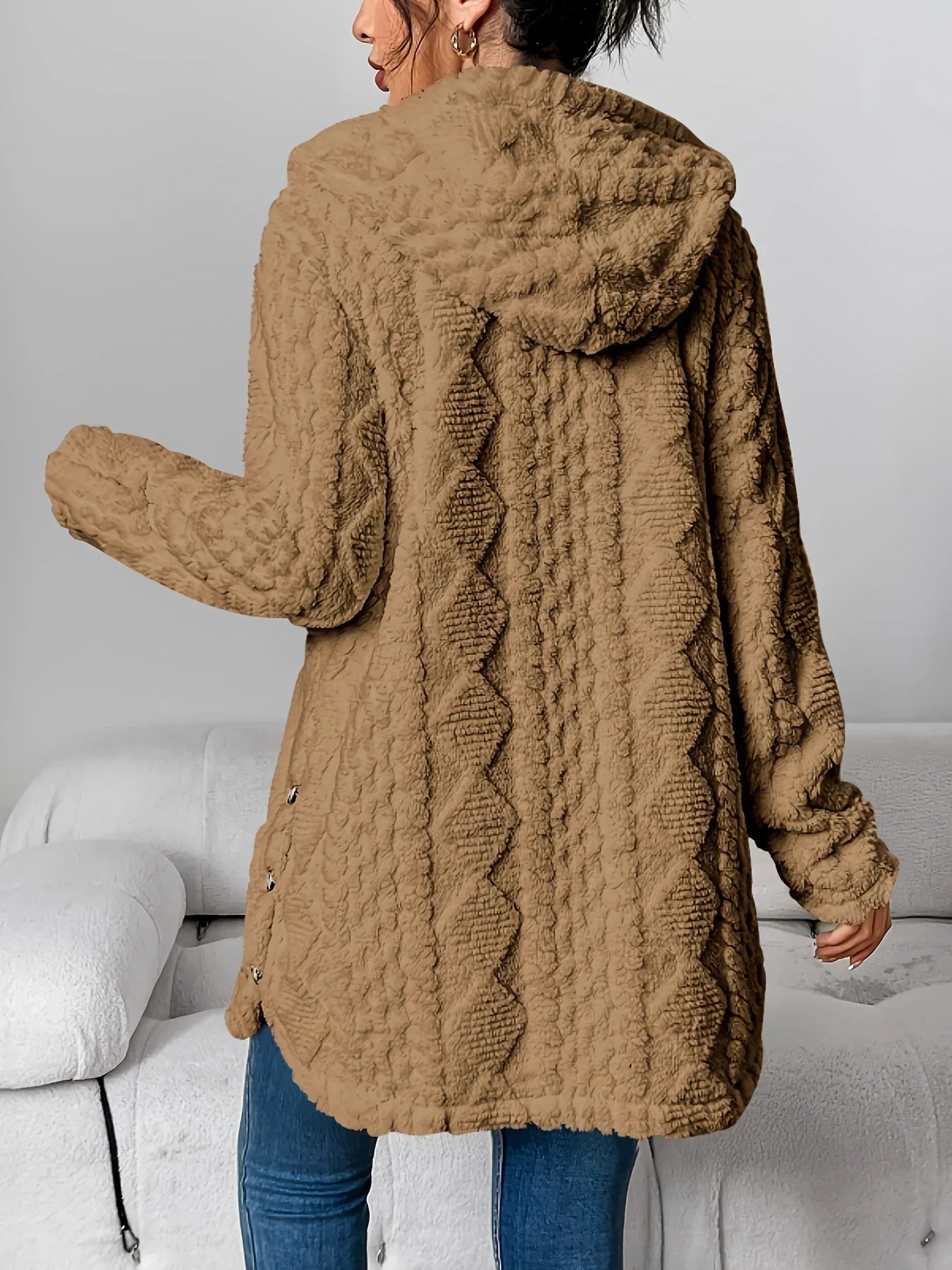 Cardigan en polaire pour femme avec capuche – Louise